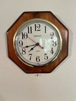 Ingraham Quartz Wall Clock Octagonal Wood