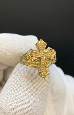 10KT NUGGET CROSS RING #35180