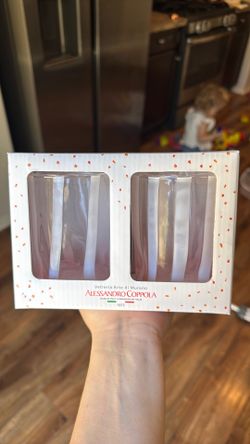 Pink striped glassware