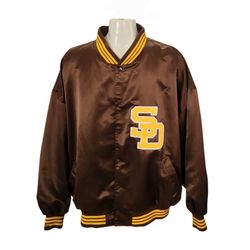 Mitchell & Ness Cooperstown VTG MLB 1973 San Diego Padres Jacket Size 60 4XL 5XL Bomber Brown multicolored multicolor colorblock Spellout baseball Nos