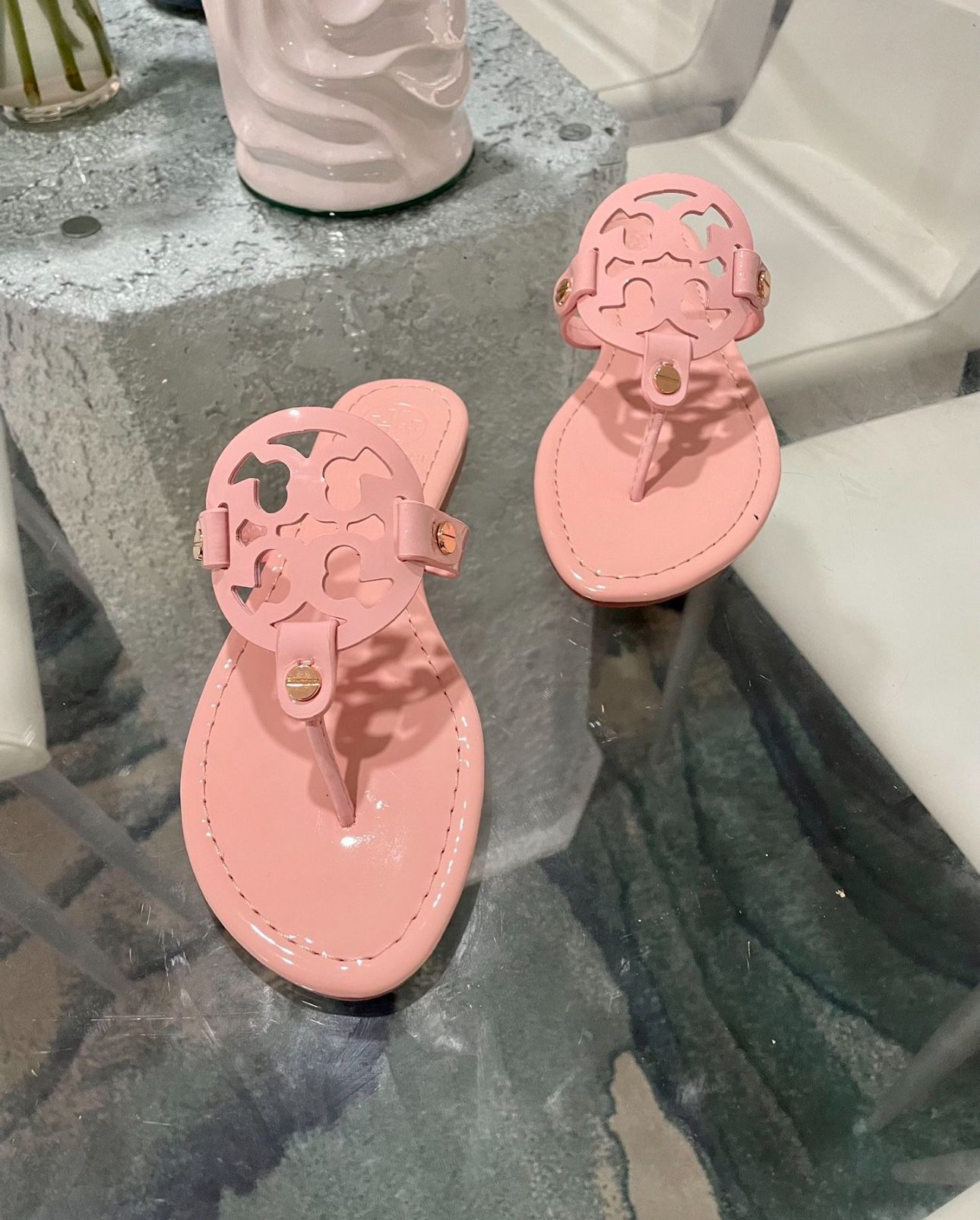 Tory Burch Baby Pink Patent Leather Sandals