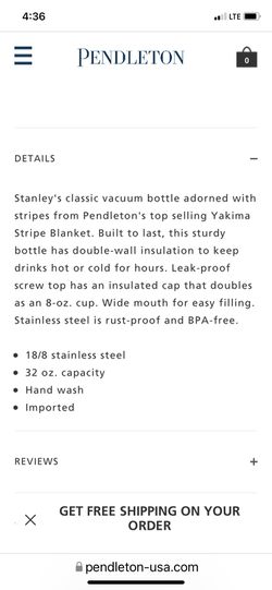 Pendleton Stanley 32oz Vacuum Mug Yakima Stripe