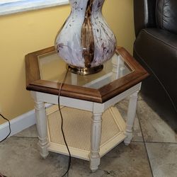 End table wood and glass nice piece