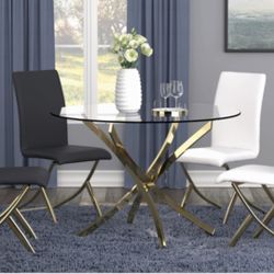Gold/Glass Dining Set
