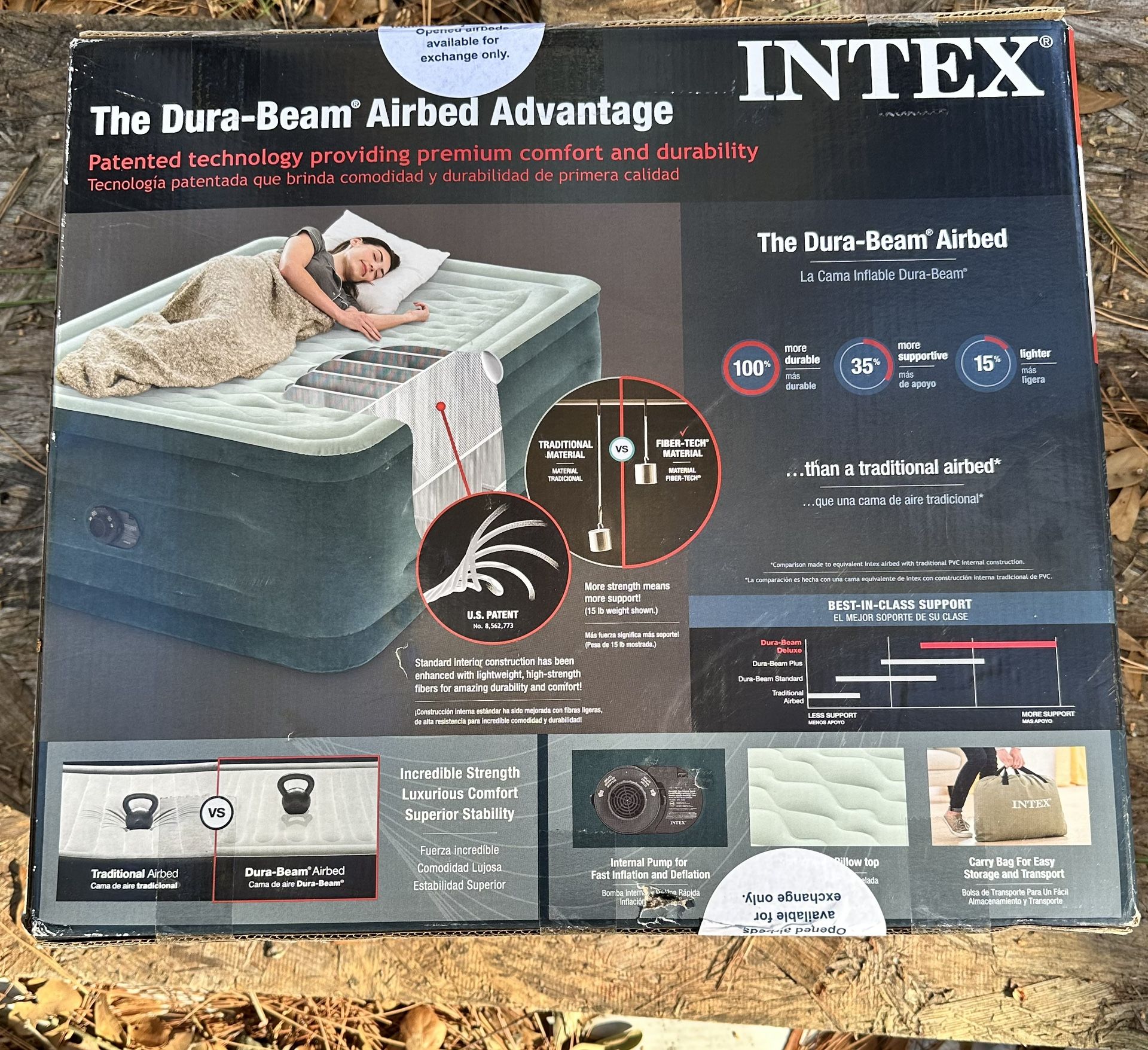 Intex 24 Dream Lux Pillow Top Dura Beam Airbed Mattress with Internal Pump Furniture