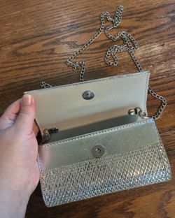 Gorgeous starlet hollywood purse silver and gem rhinestones details