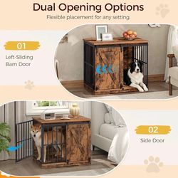 Dog Crate Furniture with Barn Door, Heavy Duty Dog Kennel for Small Medium Dogs