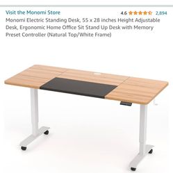 Monomi Electric Standing Desk, 55 x 28 inches Height Adjustable Desk, Ergonomic Home Office Sit Stand Up Desk with Memory Preset Controller (Natural T