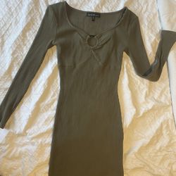 Green V Neck Dress