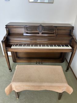 Sohmer Console Piano In Walnut With Bench