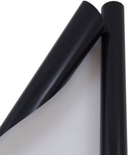 TWO 2.5' Wide x 10 ft Long Rolls of Solid Black Heavy Weight Glossy Gift Wrapping Paper