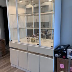 2- piece set  Chinaware Display Cabinet (Good Condition) IVORY COLOR