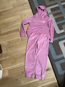 Nike Pink Velour Hoodie and Jogger Set Size 6 Little Girls