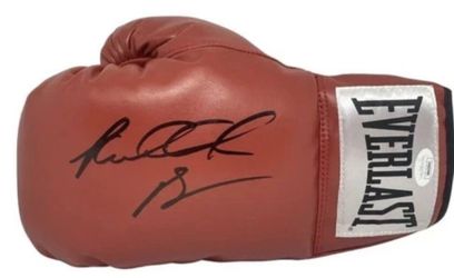 Riddick Bowe HOF 2015 Signed Red Everlast Boxing Glove (Schwartz Sports)