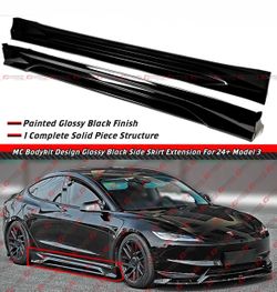 24-26 Tesla Model 3 MC Design Gloss Black Side Skirts