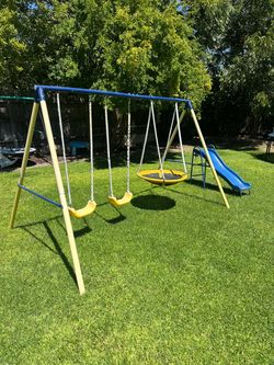 Swing set and slide