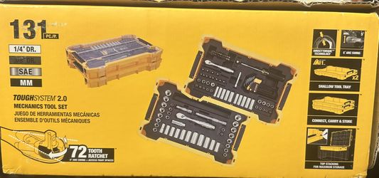 Brand New In Box Dewalt 1/4 in. and 3/8 in. Drive Mechanics Tool Set with Toughsystem Trays (131-Piece)