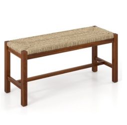 40 Inch Long Wood Bench with Solid Rubber Wood Frame