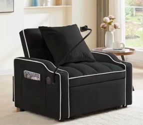 BLACK SLEEPER CHAIR | Pull-Out Bed | Reclining Back | Free Delivery