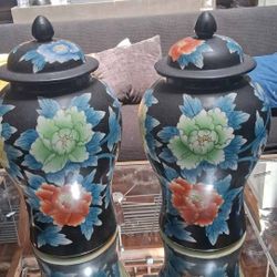 Old Chinese Ceramic  Urns Or Spice Jars 