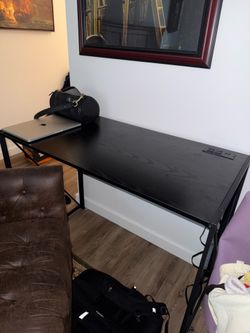 Black Desk with Built In Power and USB