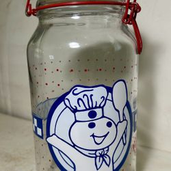Vintage Pillsbury Doughboy Glass Canister Tight Seal Anchor Hocking Brand New