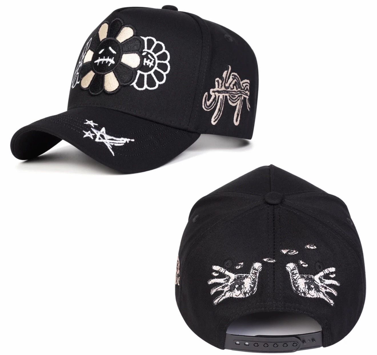 INNEDIT Black Embroidered Adjustable Baseball Cap Men Casual One Size