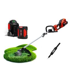 DCK Powerful String Trimmer & Edger - 15-Inch Telescopic Carbon Fiber Straight Shaft Cordless
