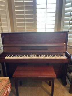 Vintage Schubert European Upright Piano w/ Matching Bench (Polished Mahogany)