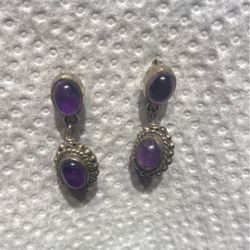 Amethyst Silver Drop Earrings-ring