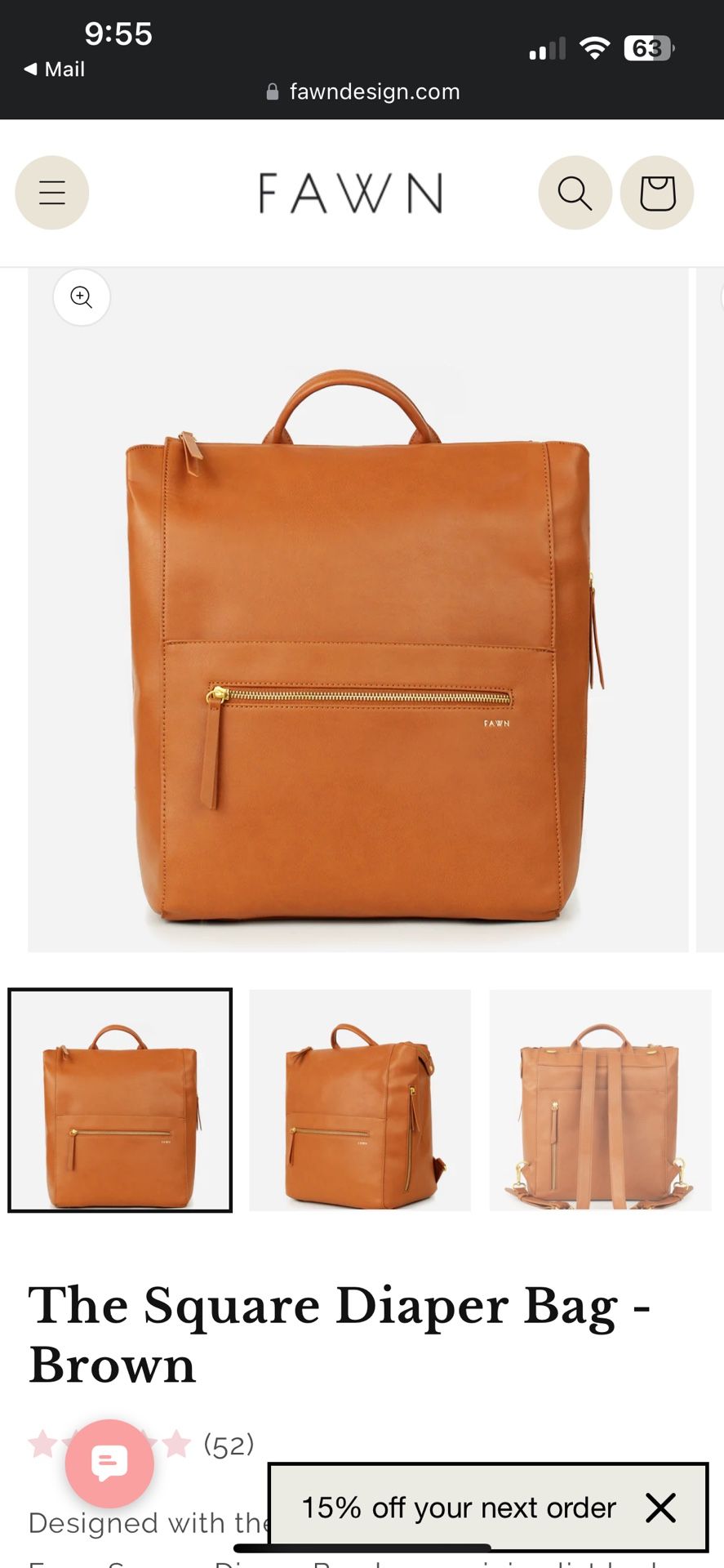 Fawn The Square Diaper Bag - Brown