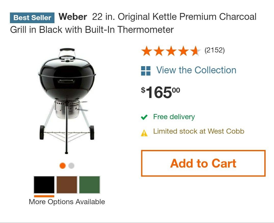 Very little used Weber grill 22" round