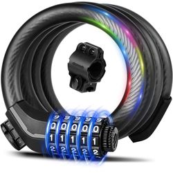 Bike Lock Cable with Combination,High Security 5-Digit Resettable Combination Bicycle Lock Anti-Theft, with Mounting Bracket for Bikes and @H3-127