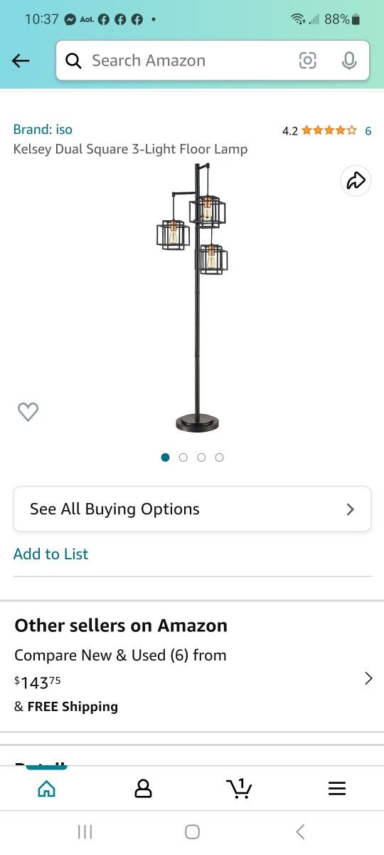 Kelsey Dual Square 3-Light Floor Lamp $100