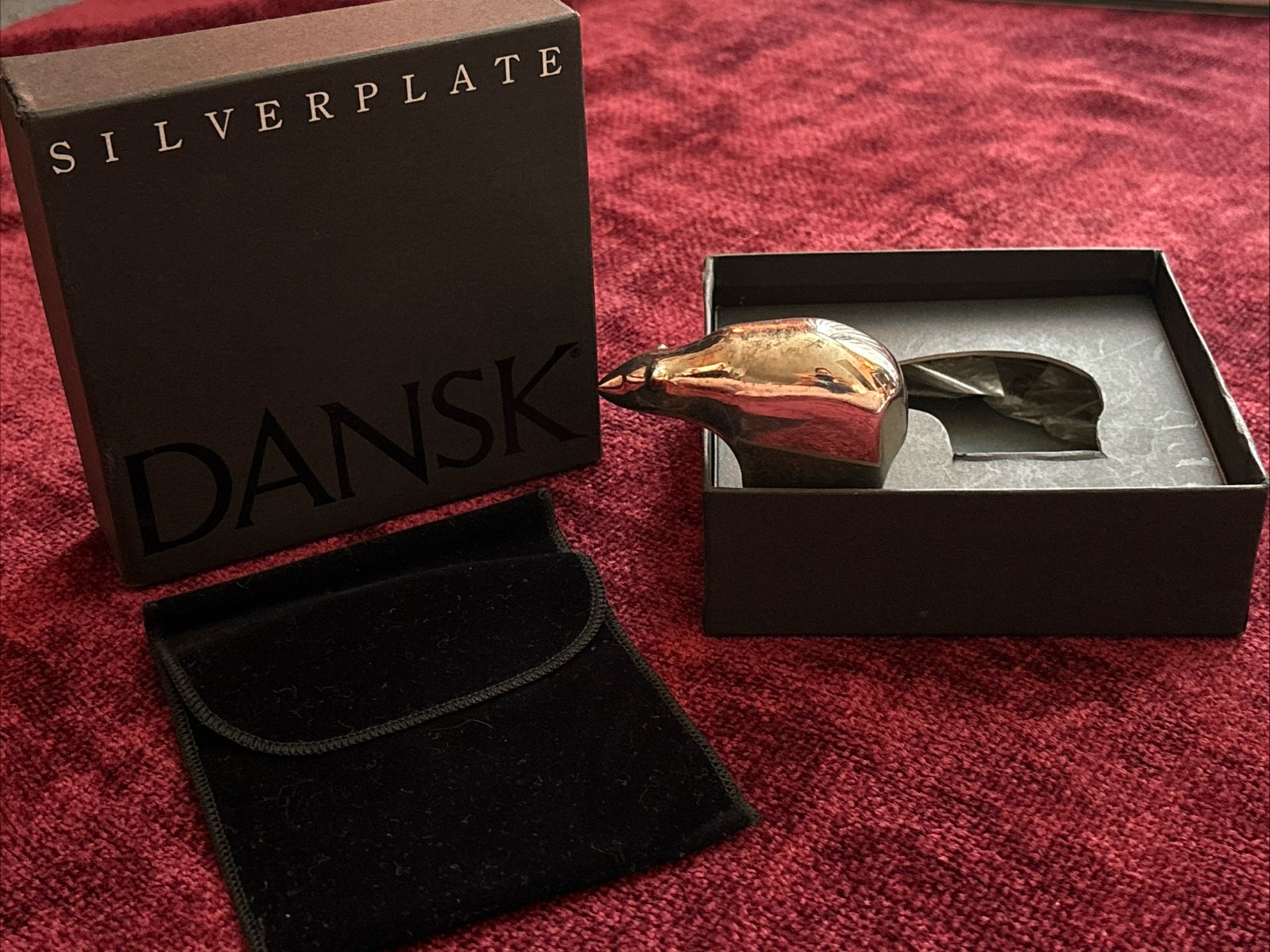 Vintage Dansk Silverplate Bear Animal Paperweight Gunnar Cyren w/ Original Box