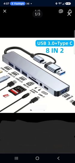 USB Hub Featuring Dual-Use with USB and Type C Ports
