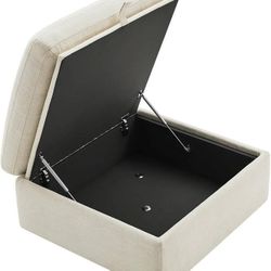 NEW Delaney Milo Linen Storage Ottoman