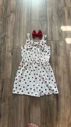 Girls Strawberry Print Romper