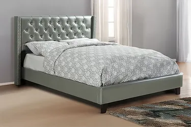 Brand New Grey Leather Full Size Bed Frame