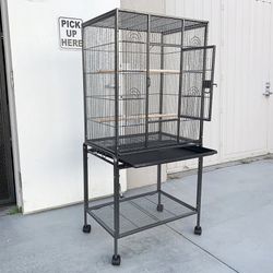 (NEW) $95 Large 53” Bird Cage for Parakeet Parrot Cockatiel Canary Finch Lovebird, Size 24x17x53” 