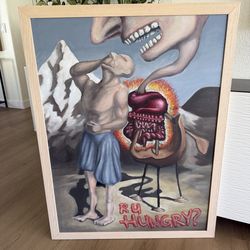 Large Modern Framed Painted Wall Art