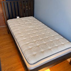 Twin Size Bed + Mattress + Night Stand