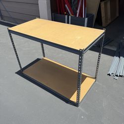Boltless Industrial Metal Shelving With Particleboard Shelves.