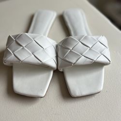 White Slip On Sandals 