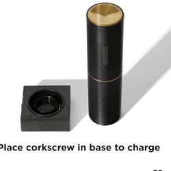 Electric Wine Bottle Opener with Marble Stand - Black & Gold