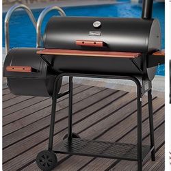 Barrel Charcoal Grill W/ Offset Smoker