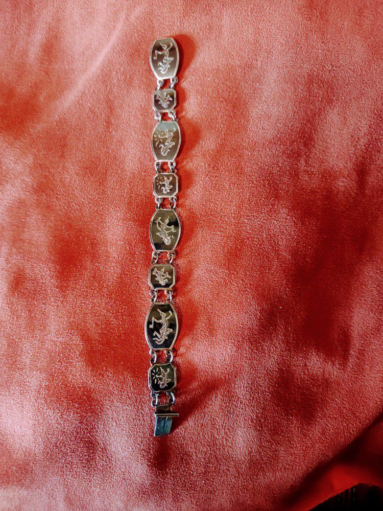 Vintage Sterling Silver Siam Bracelet 