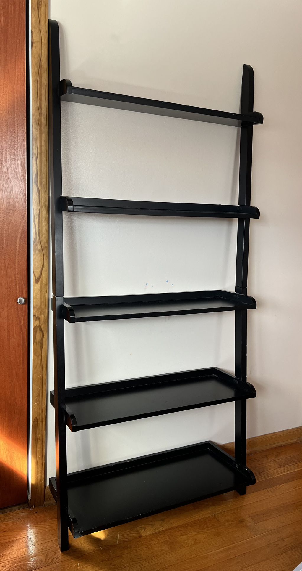 Ladder Shelf. 35” Wide. 76” Tall.  5 Shelves 