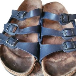 Birkenstock Blue Triple Strap Sandals Sz 38