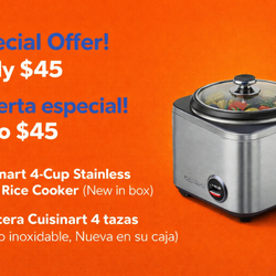 New in box. Cuisinart 4-Cup Rice Cooker (Stainless Steel).